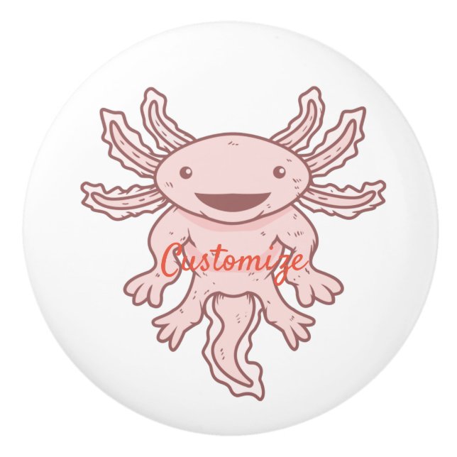 Bouton De Porte En Céramique Cute Axolotl rose Thunder_Cove (Devant)