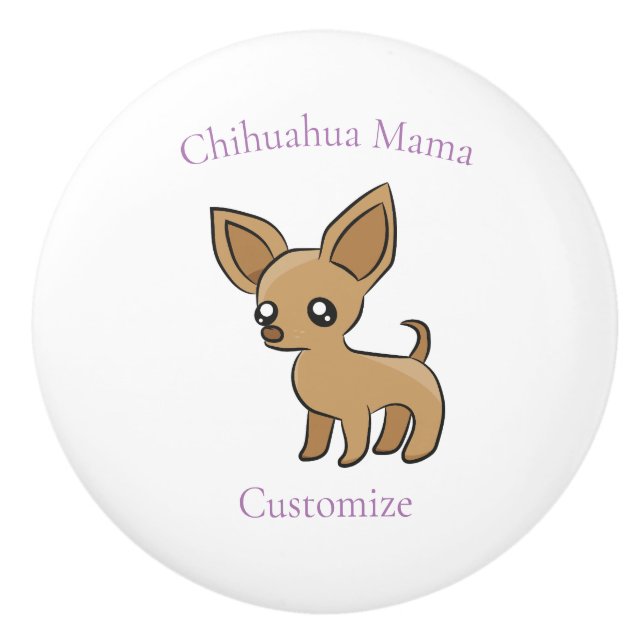 Bouton De Porte En Céramique Cute Chihuahua Mama Art Thunder_Cove (Devant)