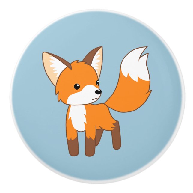 Bouton De Porte En Céramique Cute Little Fox (Devant)