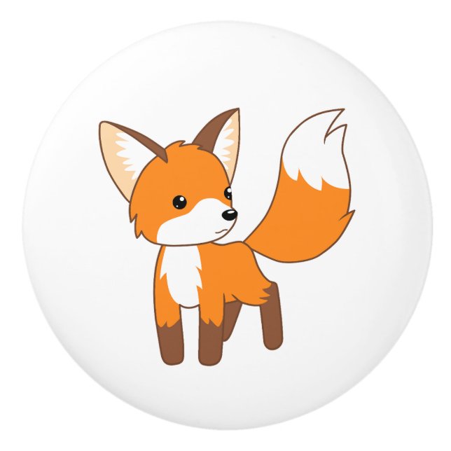 Bouton De Porte En Céramique Cute Little Fox (Devant)