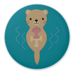Bouton De Porte En Céramique Cute Otter
