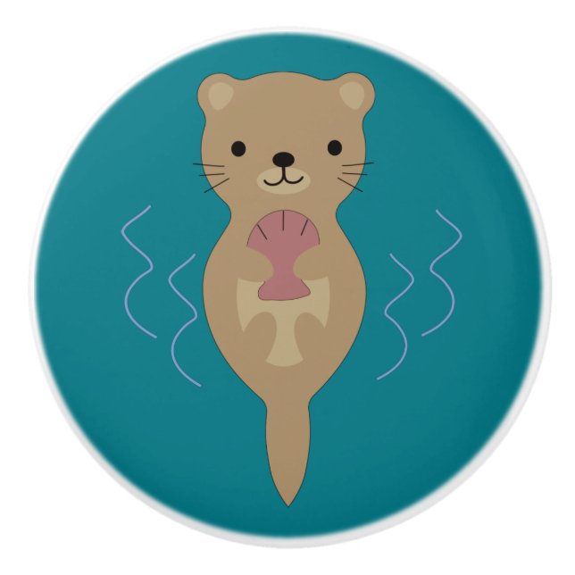 Bouton De Porte En Céramique Cute Otter (Devant)