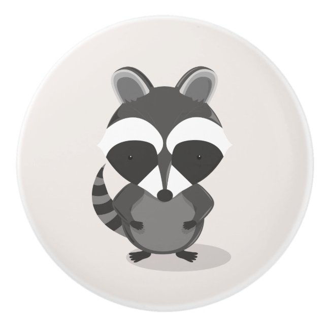 Bouton De Porte En Céramique Cute Raccoon Bois Animal (Devant)