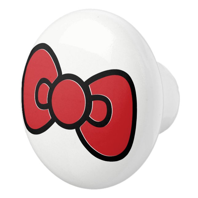 Bouton De Porte En Céramique Cute Red Bow Whimsical (Droite)