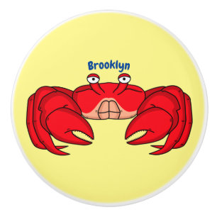 Bouton De Porte En Céramique Cute red crab cartoon