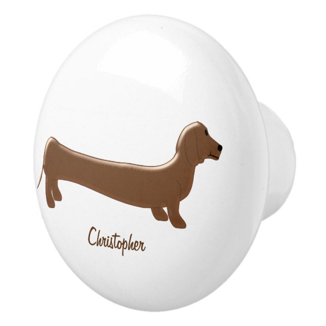 Bouton De Porte En Céramique Dachshund Design personnalisé (Droite)