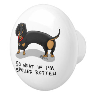 Bouton De Porte En Céramique Dachshund pourri (S noir & tan) mignon chien
