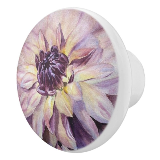BOUTON DE PORTE EN CÉRAMIQUE DAHLIA FLEURS CÉRAMIQUE KNOB (Droite)