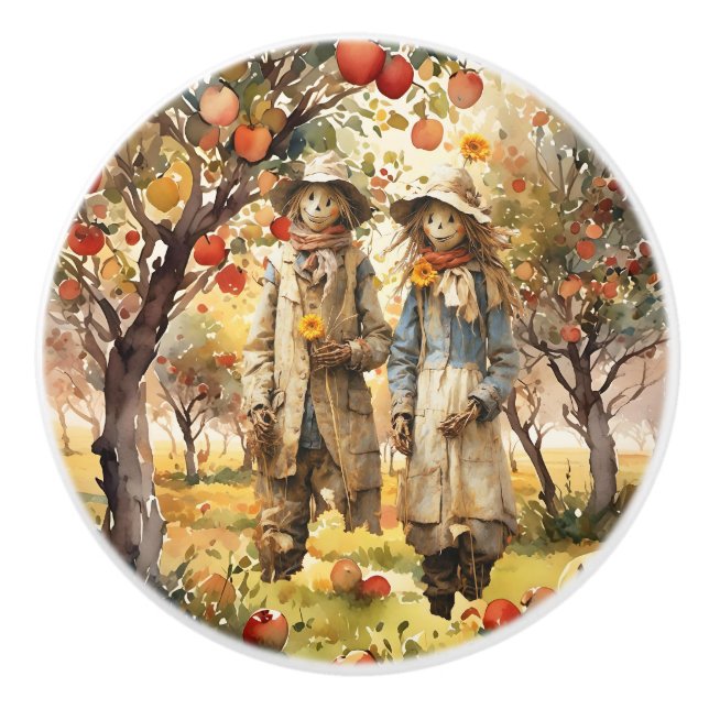 Bouton De Porte En Céramique Dans L'Orchard D'Apple (Devant)