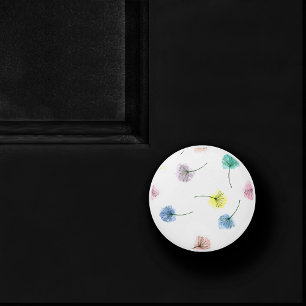 Bouton De Porte En Céramique Dansons   Motif floral aquarelle