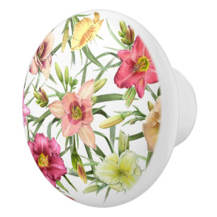 Bouton De Porte En Céramique Daylilies partout