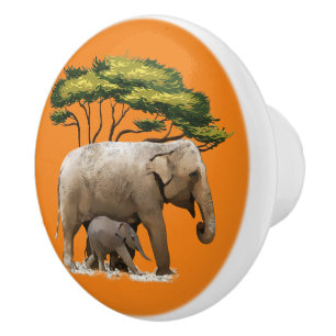 Bouton De Porte En Céramique déco de maison d'éléphants africains mignons