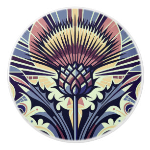 Bouton De Porte En Céramique Déco Fleur de chardon