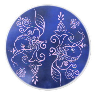 Bouton De Porte En Céramique Décor céramique bleu/violet