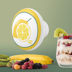 Bouton De Porte En Céramique décor cuisine aux fruits de citron mignon