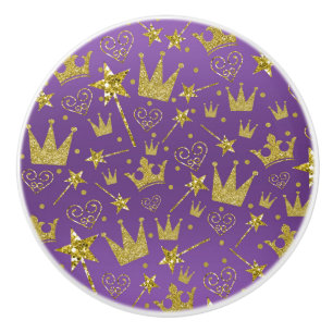 Bouton De Porte En Céramique Décoration de princesse pour filles avec paillette