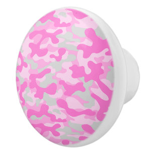 Bouton De Porte En Céramique Déguisement camouflage rose