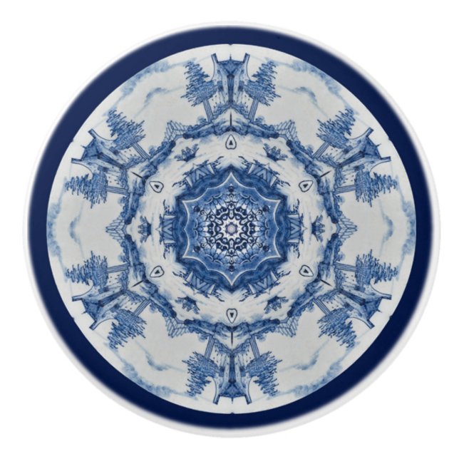 Bouton De Porte En Céramique Delft Blue Design 02 From 1764 ~  (Devant)