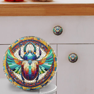 Bouton De Porte En Céramique Dendroctone du scarab égyptien - Art mosaïque