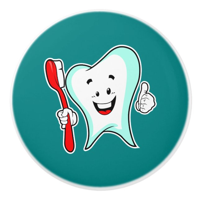 Bouton De Porte En Céramique Dental Care Happy Tooth (Devant)