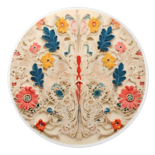 Bouton De Porte En Céramique Dentelle
