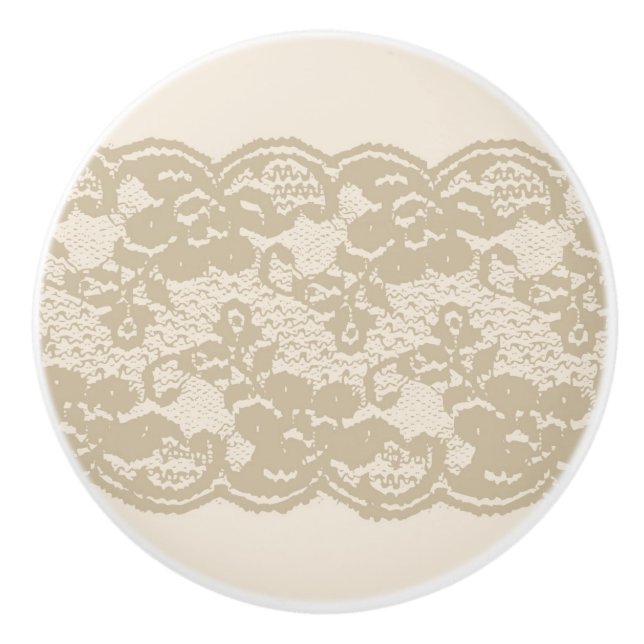 Bouton De Porte En Céramique Dentelle beige (Devant)