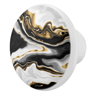 Bouton De Porte En Céramique Design esthétique de peinture à l'or liquide mod