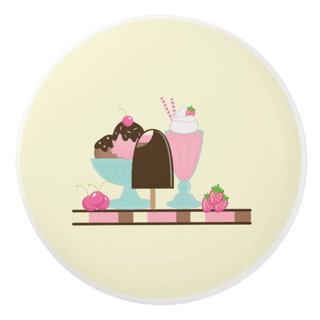 Bouton De Porte En Céramique Desserts de crème glacée (Devant)