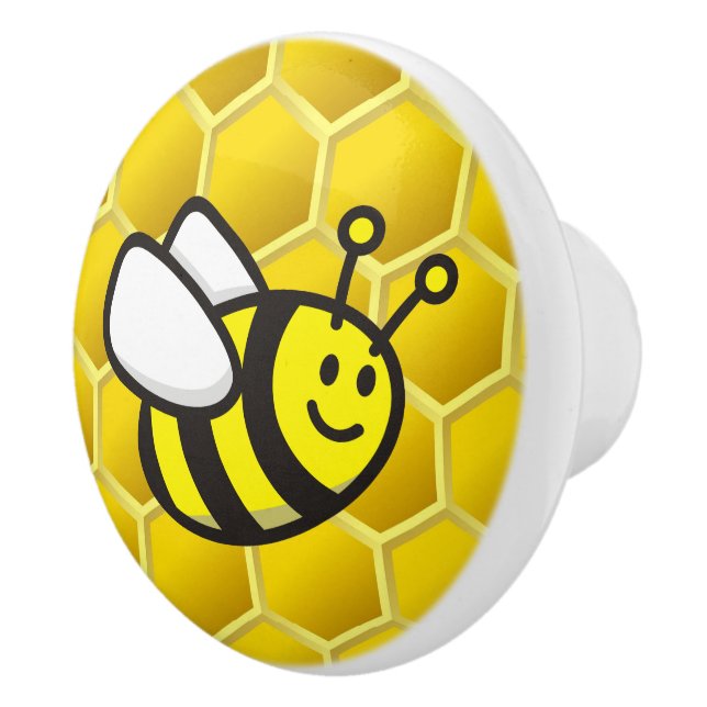 Bouton De Porte En Céramique Dessin sur les abeilles (Droite)