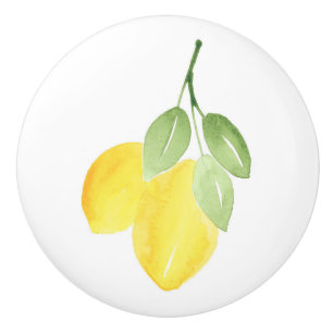 Bouton De Porte En Céramique Deux citrons aquarelles