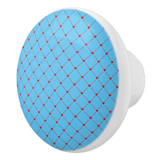 Bouton De Porte En Céramique Diamond Shaped Red Heart & Line Art (Droite)