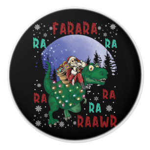 Bouton De Porte En Céramique Dinosaur Noël Père Noël