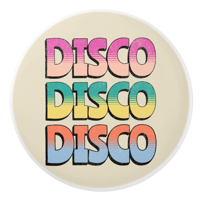 Bouton De Porte En Céramique Disco Music (Devant)