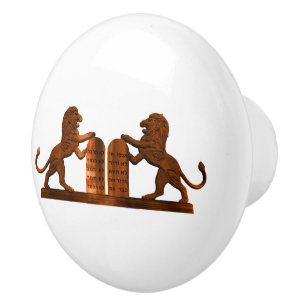 Bouton De Porte En Céramique Dix commandements et lions