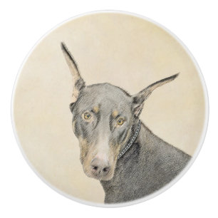 Bouton De Porte En Céramique Doberman Pinscher Peinture - Art Chien original