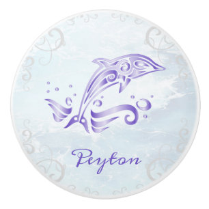 Bouton De Porte En Céramique Dolphin violet cercueil personnalisé