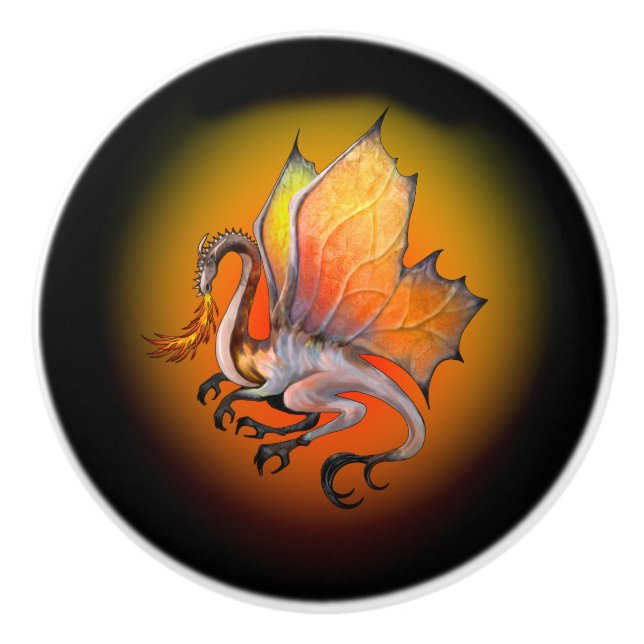 Bouton De Porte En Céramique Dragon à sensation de feu (Devant)
