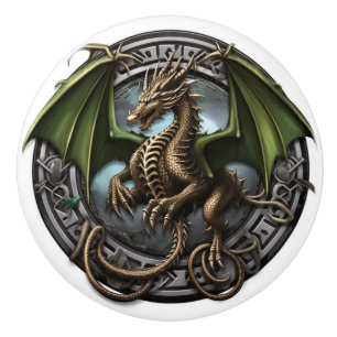 Bouton De Porte En Céramique Dragon celtique