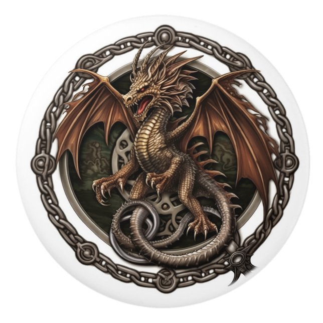 Bouton De Porte En Céramique Dragon celtique (Devant)