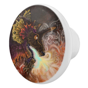 Bouton De Porte En Céramique Dragon de crampons d'incendie personnalisé