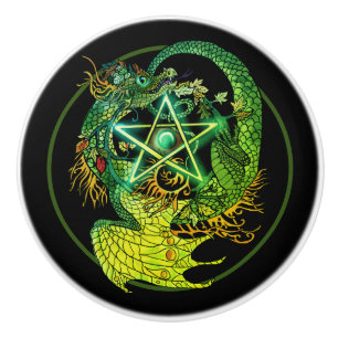Bouton De Porte En Céramique Dragon pentacle Art nouveau
