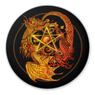 Bouton De Porte En Céramique Dragon pentacle Art nouveau