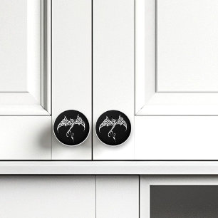 Bouton De Porte En Céramique Dragon Tribal Celtique Entrelacs Noir Blanc Fantas