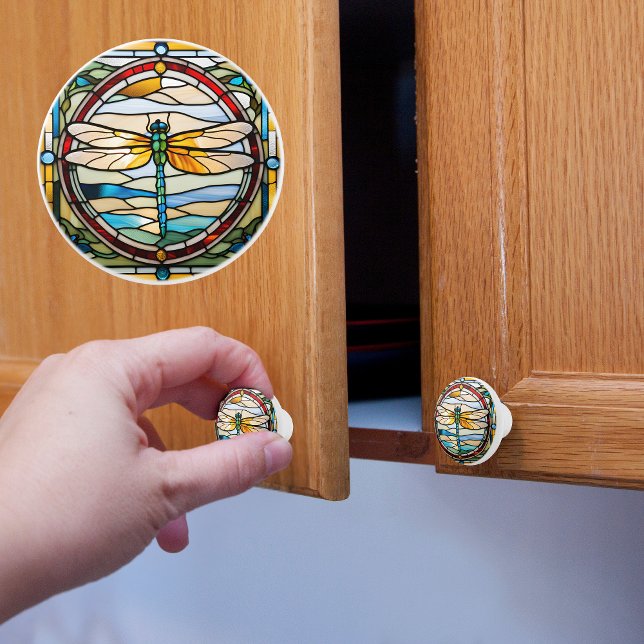Bouton De Porte En Céramique Dragonfly Faux en verre (Créateur téléchargé)