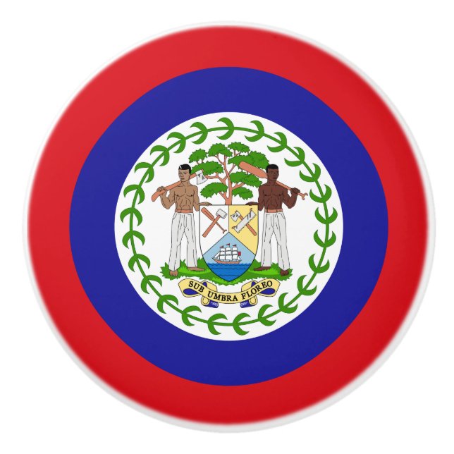 Bouton De Porte En Céramique Drapeau bélizien (Devant)