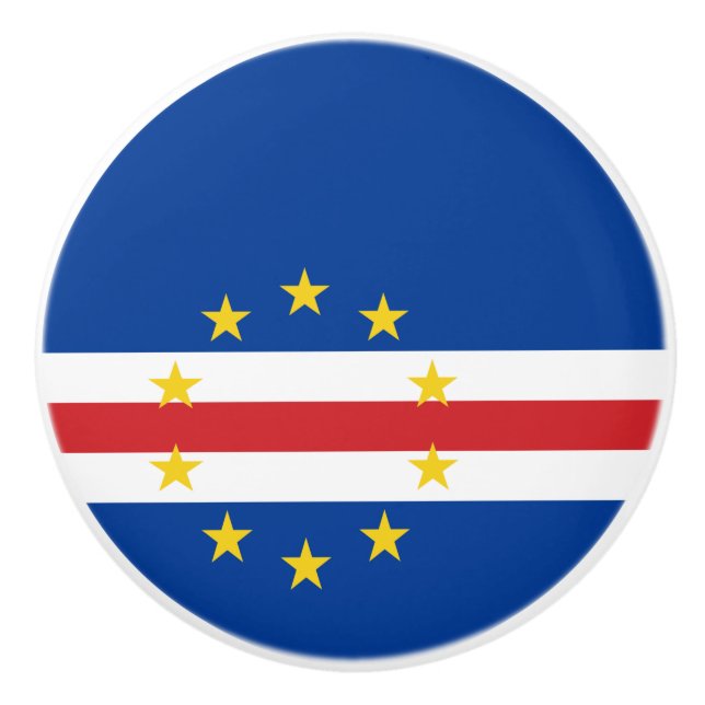 Bouton De Porte En Céramique Drapeau cap-verdien Cercle (Devant)