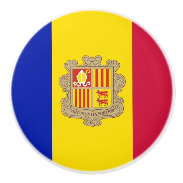 Bouton De Porte En Céramique Drapeau d'Andorre patriotique (Devant)