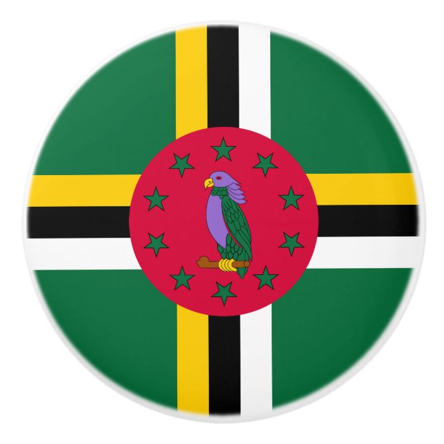 Bouton De Porte En Céramique Drapeau de la Dominique (Devant)