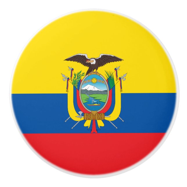 Bouton De Porte En Céramique Drapeau de l'Équateur (Devant)