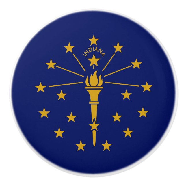 Bouton De Porte En Céramique Drapeau de l'État de l'Indiana (Devant)